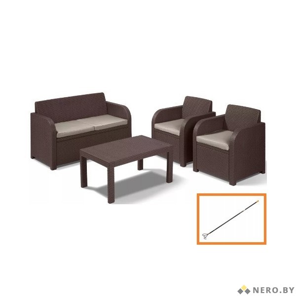 Комплект мебели Keter Georgia set, коричневый + Культиватор FISKARS