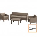 Комплект мебели Keter Orlando 3-sofa set (графит, капучино) + Ножницы для живой изгороди FISKARS