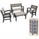 Комплект мебели Keter MONTERO WLF Bench set (диван, 2 кресла, столик), серый + Комод Keter INFINITY