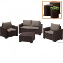 Комплект мебели Keter California 2 Seater (графит, коричневый) + Набор кашпо Cylinder Planter 3шт.