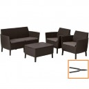 Комплект мебели Keter Salemo 2-sofa set, коричневый + Ножницы для живой изгороди FISKARS