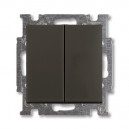 ABB - Basic 55 - Выключатель двухклавишный (шато-черный) - стоимость без ндс, 1012-0-2177